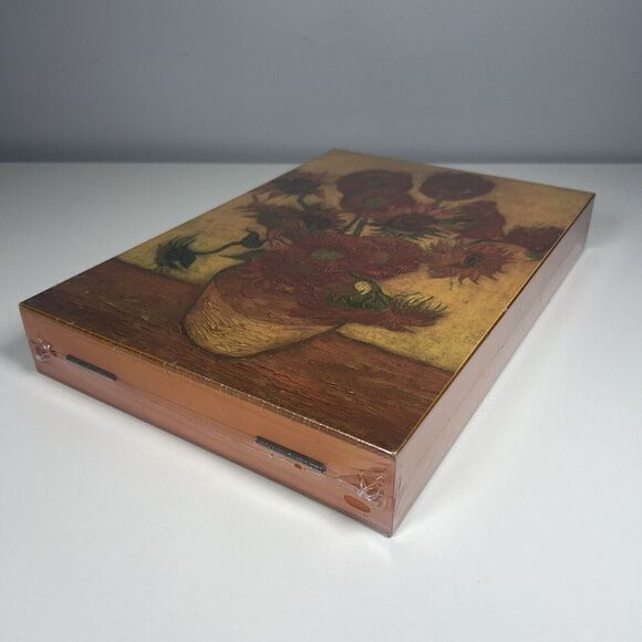 Beautiful Jordon Mark Vincent Van Gogh's Sunflowers Wood Art Set Case Carrying - Picture 3 of 7